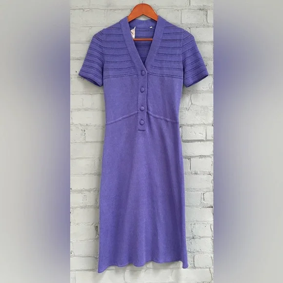 Vintage 70s Purple Knit Dress - Picture 7 of 10